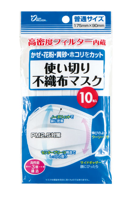 不織布マスク　１０枚入　普通サイズ