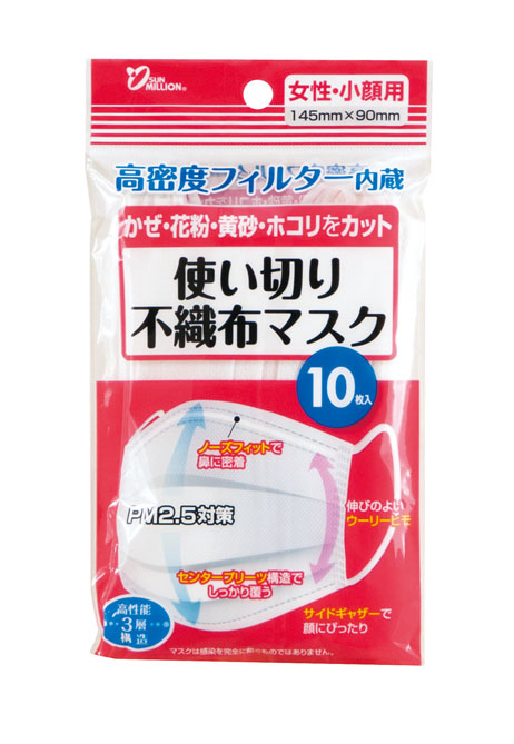 不織布マスク　１０枚入　女性・小顔用